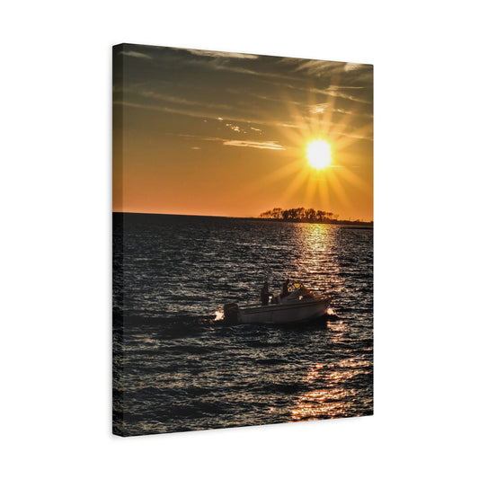 Sunset Boat On The Tangier Sound Canvas