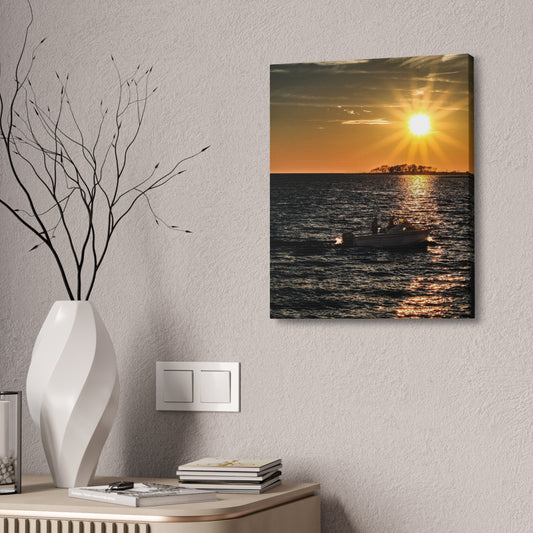 Sunset Boat On The Tangier Sound Canvas