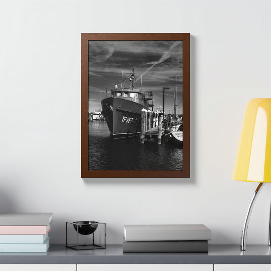 Monochrome Marina Wood Framed Print