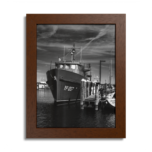 Monochrome Marina Wood Framed Print